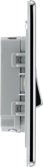 BG FPC42 Flatplate Screwless Double Light Switch 10A - Polished Chrome - westbasedirect.com