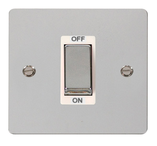 Click Define FPCH500WH Flat Plate 45A Ingot 1G Double Pole Switch - Polished Chrome (White) - westbasedirect.com