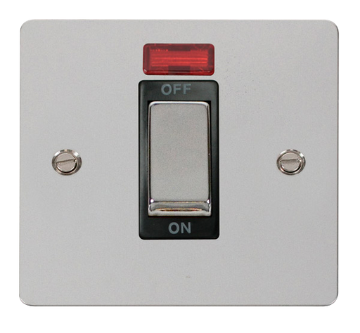 Click Define FPCH501BK Flat Plate 45A Ingot 1G Double Pole Switch + Neon - Polished Chrome (Black) - westbasedirect.com