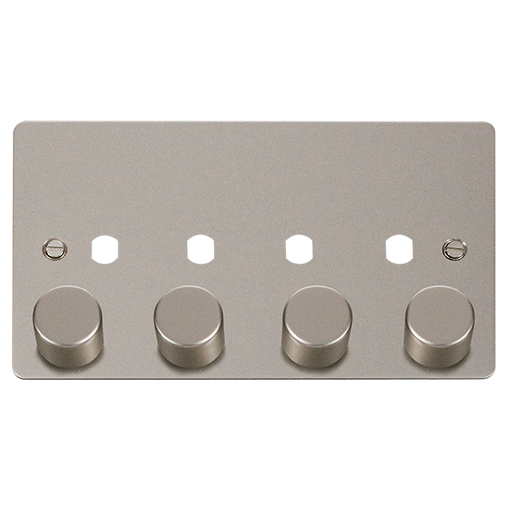 Click Define FPPN154PL Flat Plate 4G Unfurnished Dimmer Plate & Knobs (1600W Max) - Pearl Nickel - westbasedirect.com