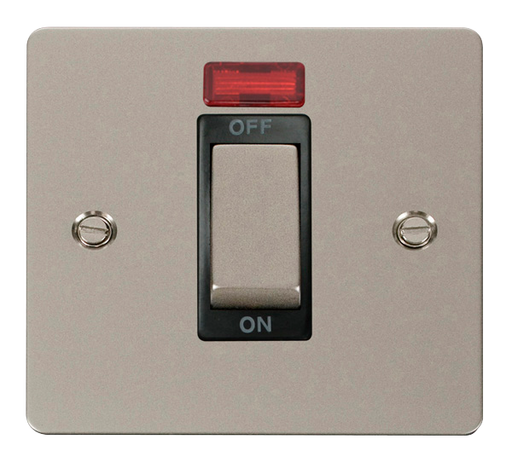 Click Define FPPN501BK Flat Plate 45A Ingot 1G Double Pole Switch + Neon - Pearl Nickel (Black) - westbasedirect.com
