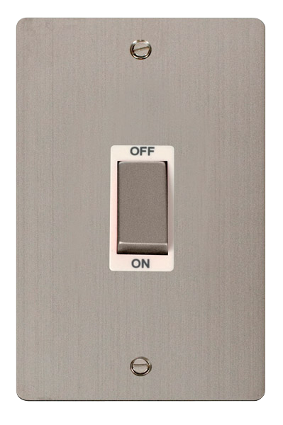 Click Define FPSS502WH Flat Plate 45A Ingot 2G Double Pole Switch (Vertical) - Stainless Steel (White) - westbasedirect.com