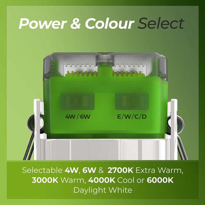 Luceco FTF6WCCT FType MK2 4W/6W 750lm Power Change & 4 Colour CCT 2700K/3000K/4000K/6000K Dimmable IP65 White - Flat - westbasedirect.com