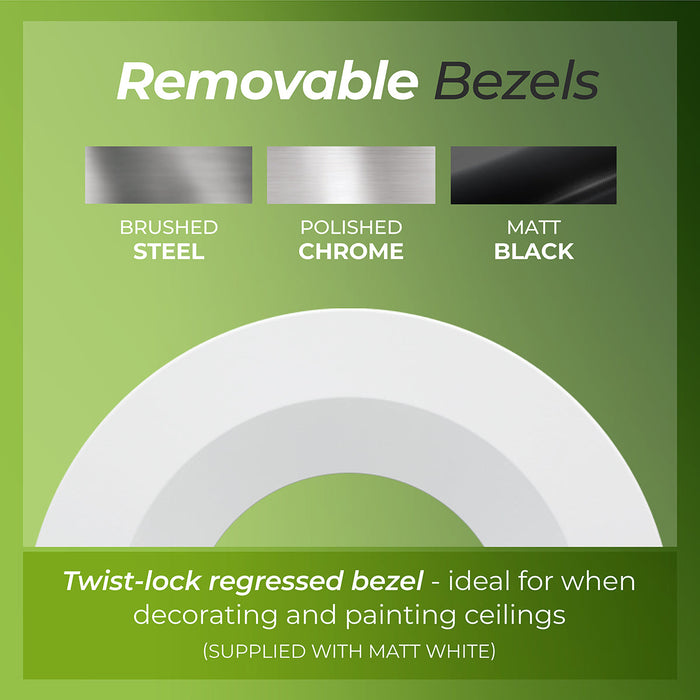 Luceco FTR6WD2W/10 FType MK2 4W/6W 690lm Power Change & CCT Change 3000K/4000K Dim2Warm Dimmable IP65 White - Regressed (10 Pack) - westbasedirect.com