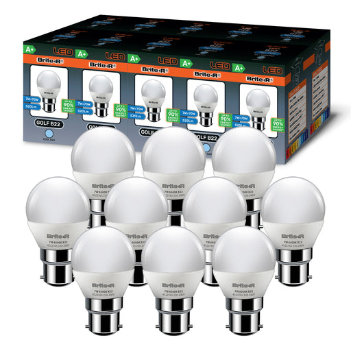 Brite-R 7W B22 BC Golf LED Bulb Cool White 6500K (10 Pack) - westbasedirect.com