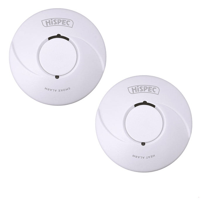 HiSPEC BATTERY Power Radio Frequency 1x Smoke & 1x Heat Detector RF10-PRO with 10Yr Sealed Lithium Battery - westbasedirect.com