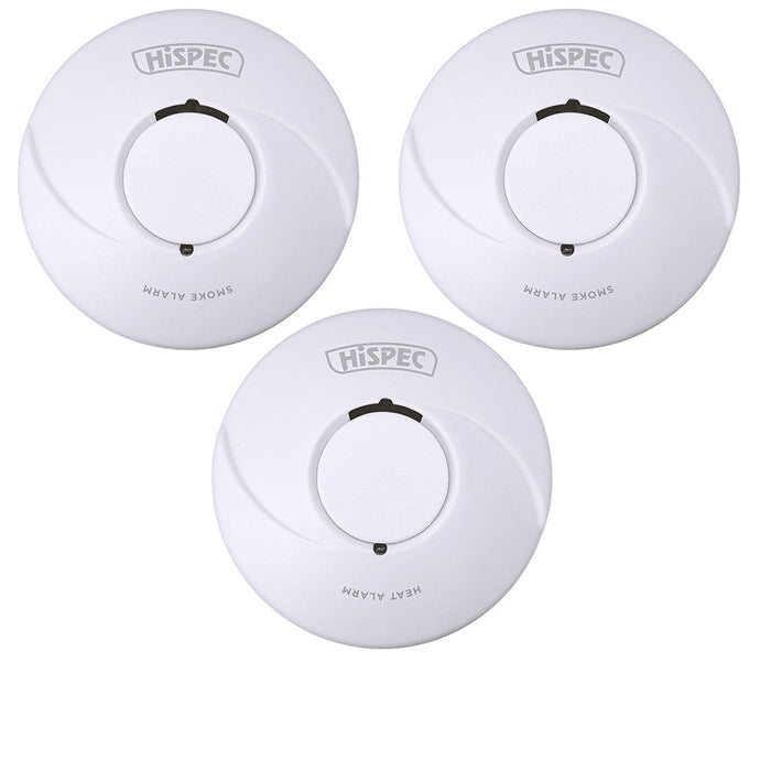 HiSPEC BATTERY Power Radio Frequency 2x Smoke & 1x Heat Detector RF10-PRO with 10Yr Sealed Lithium Battery - westbasedirect.com