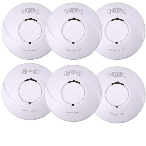 HiSPEC BATTERY Power Radio Frequency 5x Smoke & 1x Heat Detector RF10-PRO with 10Yr Sealed Lithium Battery - westbasedirect.com