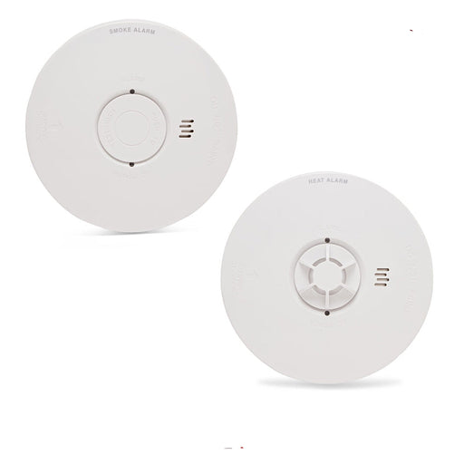 HiSPEC PULSE Mains 1x Optical Smoke Alarm & 1x Heat Alarm c/w 10 Year Lithium Battery Backup (Full Unit) - westbasedirect.com