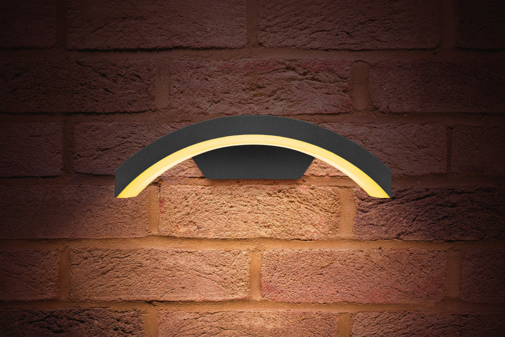 Integral ILDEA008 Outdoor Decorative Wall Light Curve IP54 360Lm 7.5W 3000K Down Light Dark Grey - westbasedirect.com