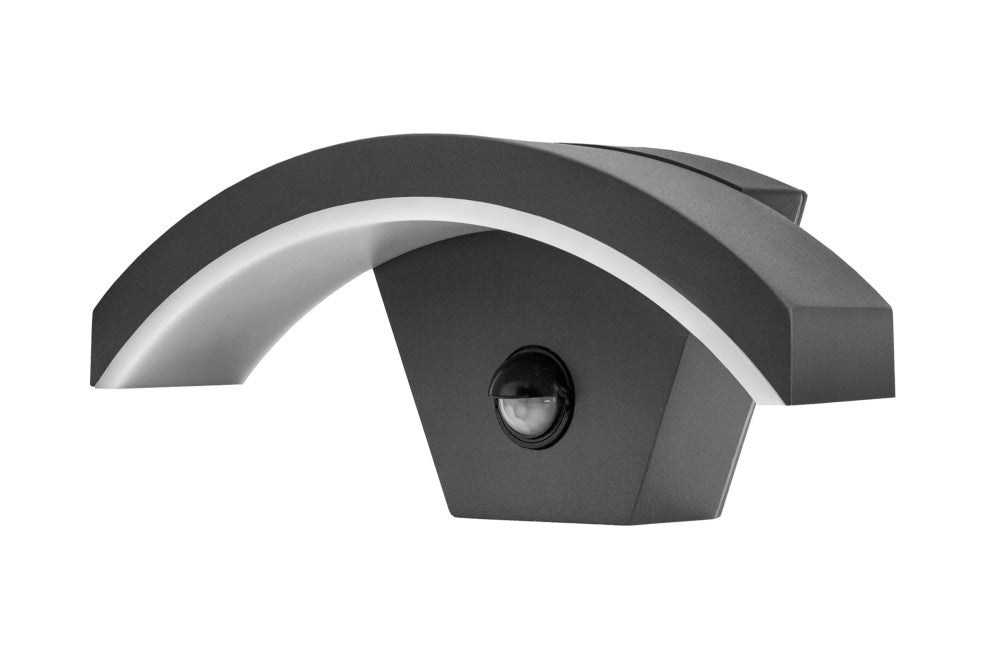 Integral ILDEA009 Outdoor Decorative Wall Light Curve PIR IP54 360Lm 8W 3000K Down Light Dark Grey - westbasedirect.com
