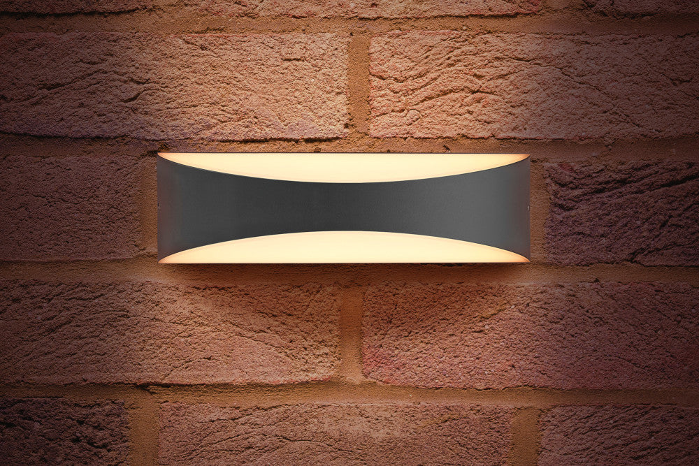 Integral ILDEA011 Outdoor Decorative Wall Light Wave IP65 310Lm 7W 3000K Up/Down Light Dark Grey - westbasedirect.com