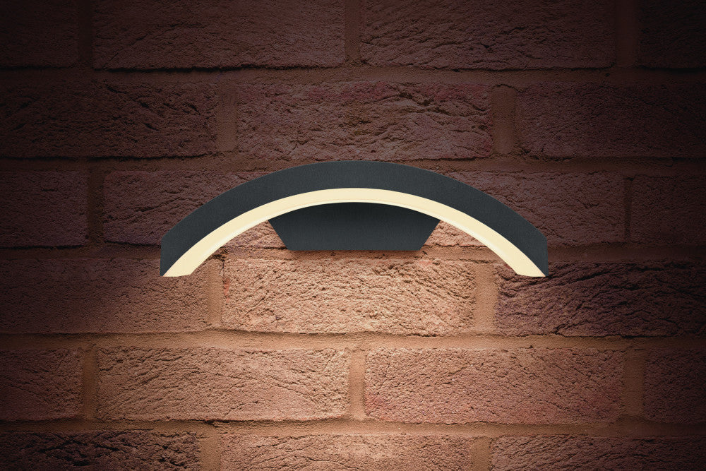 Integral ILDEA028 Outdoor Decorative Wall Light Curve IP54 380Lm 7.5W 4000K Down Light Dark Grey - westbasedirect.com