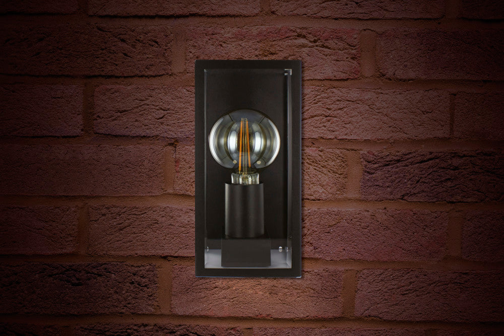 Integral ILDEA036 Outdoor Decorative Wall Light Contemporary Lantern IP44 For 1x E27 Black (Bulb Not Included) - westbasedirect.com