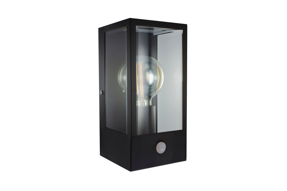 Integral ILDEA037 Outdoor Decorative Wall Light Contemporary Lantern Sensor IP44 1x E27 Black (Bulb Not Included) - westbasedirect.com