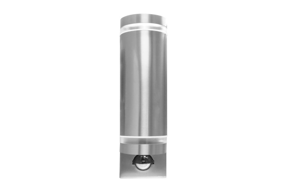 Integral ILDED047 Outdoor Stainless Steel Up And Down GU10 IP54 Wall Light with PIR Steel - westbasedirect.com