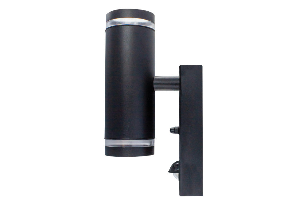 Integral ILDED048 Outdoor Stainless Steel Up And Down GU10 IP54 Wall Light with PIR Black - westbasedirect.com