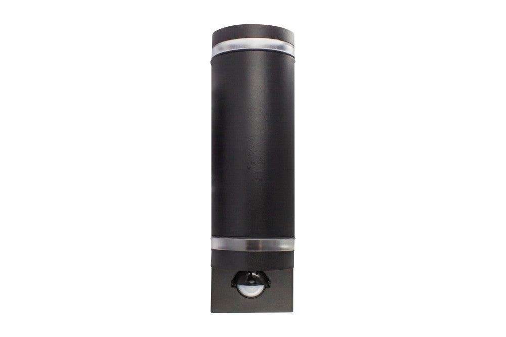 Integral ILDED048 Outdoor Stainless Steel Up And Down GU10 IP54 Wall Light with PIR Black - westbasedirect.com