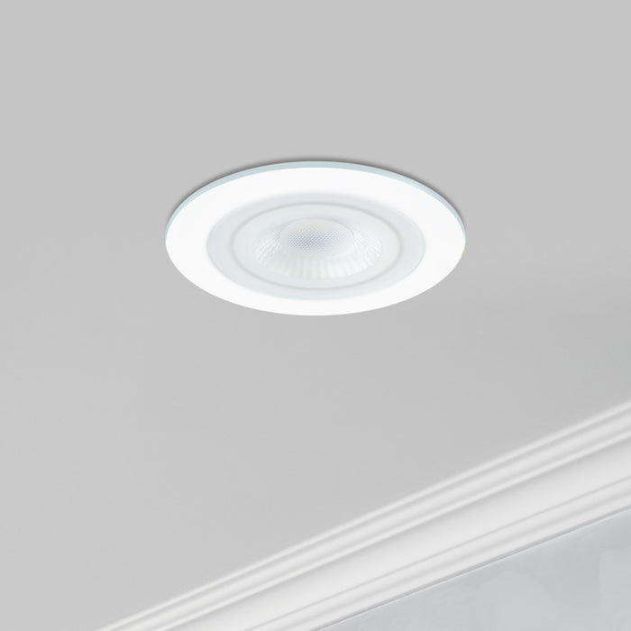 Integral ILDLFR65M002 EcoGuard Fire Rated Downlight 65mm Cutout IP65 600lm 5W 4000K 38 Beam Dimmable White - westbasedirect.com