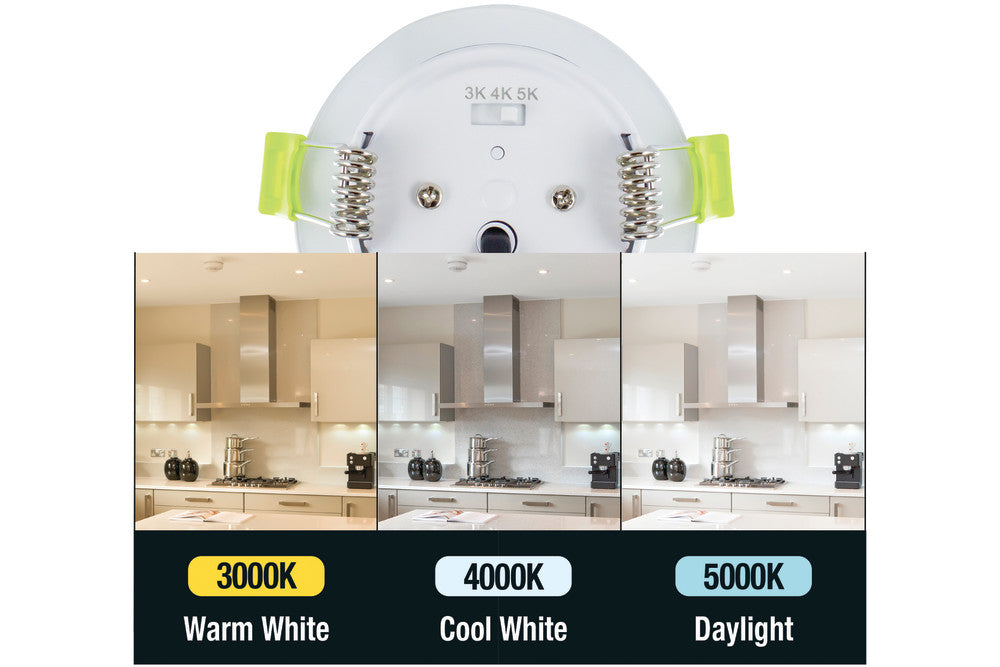 Integral ILDLFR65M003 EcoGuard Fire Rated Downlight Fast Connect 65mm Cutout IP65 600lm 5W 3000K/4000K/5000K 38 Beam Dimmable White - westbasedirect.com