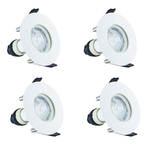 Integral ILDLFR70D001-4 Evofire Fire Rated Downlight 70mm Cutout IP65 White Round +GU10 Holder (4 Pack) - westbasedirect.com