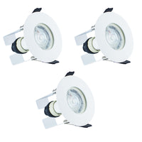 Integral ILDLFR70D003-3 Evofire Fire Rated Downlight 70mm Cutout IP65 White Round +GU10 Holder & Insulation Guard (3 Pack)
