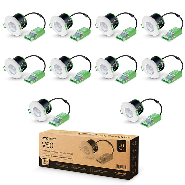 JCC JC1001WHCP V50 Fire-rated LED downlight 6W 700lm IP65 WH -Contractor pack of 10 - westbasedirect.com