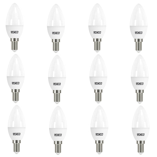JCB S12503 E14 SES Candle LED Bulb Opal 4.9W 470lm Cool White 4000K (12 Pack) - westbasedirect.com