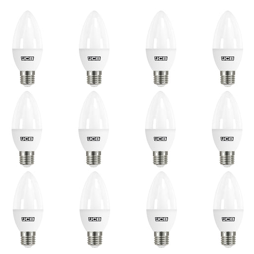 JCB S10983 E27 ES Candle LED Bulb Opal 4.9W 470lm Warm White 3000K (12 Pack) - westbasedirect.com