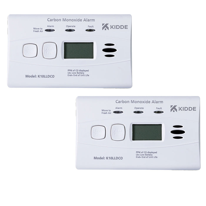 Kidde K10LLDCO Battery Powered Carbon Monoxide Alarm 10 Year Sealed-In Battery with Digital Display (Twin Pack) - westbasedirect.com