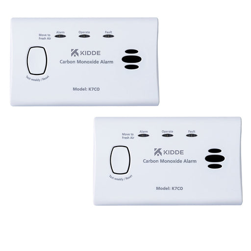 Kidde 2x K7CO Battery Powered Carbon Monoxide Alarm Alkaline Batteries, 10 Year Sensor Life (Box) (Twin Pack) - westbasedirect.com