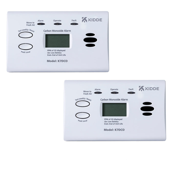 Kidde K7DCO Battery Powered Carbon Monoxide Alarm Alkaline Batteries, 10 Year Sensor Life with Digital Display (Twin Pack) - westbasedirect.com