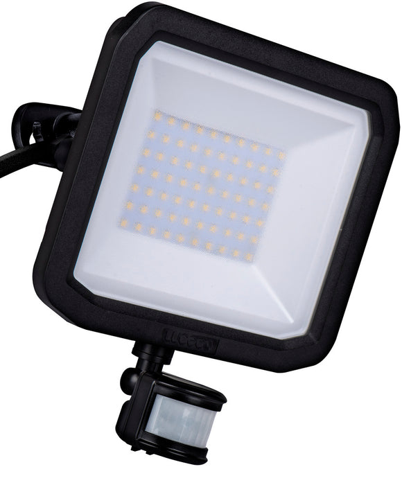 Luceco LFSP50B130 50W 5400lm 3000K IP65 Castra Security Floodlight with PIR Black - westbasedirect.com