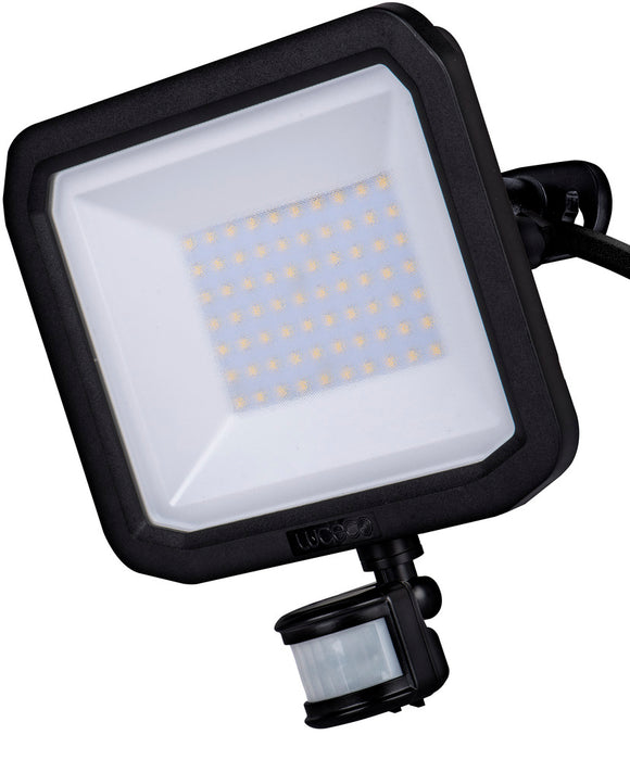 Luceco LFSP50B130 50W 5400lm 3000K IP65 Castra Security Floodlight with PIR Black - westbasedirect.com