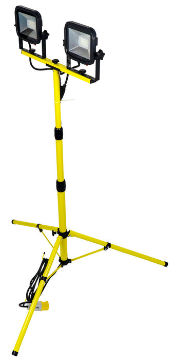 Luceco LSLTTW2181V Site 110V Twin Head Tripod Work Light 2x1800lm 2x22W - westbasedirect.com