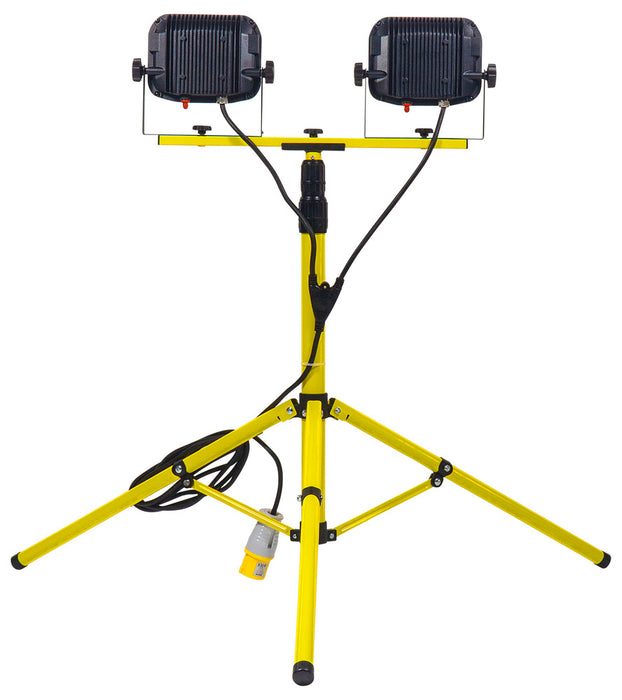 Luceco LSLTTW2181V Site 110V Twin Head Tripod Work Light 2x1800lm 2x22W - westbasedirect.com