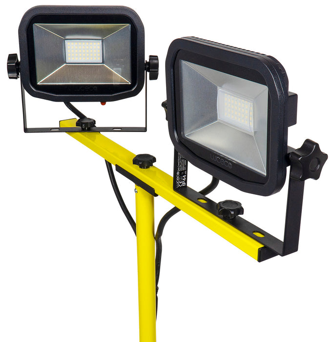 Luceco LSLTTW2181V Site 110V Twin Head Tripod Work Light 2x1800lm 2x22W - westbasedirect.com