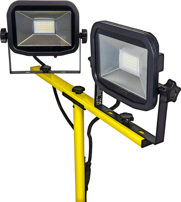 Luceco LSLTTW2201V Site 110V Twin Head Tripod Work Light 2x2000lm 2x20W - westbasedirect.com