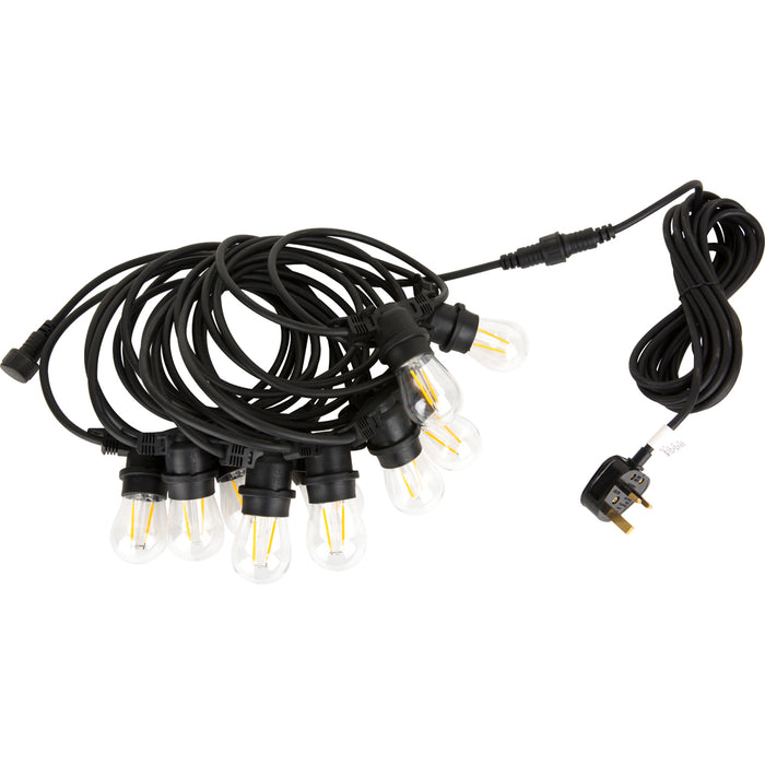 LIVE Electrical LST1 IP65 150W Outdoor E27 LED String Lights with 10x Warm White LED Bulbs