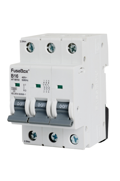 FuseBox MT10B163 16A 3P B Curve 10kA MCB - westbasedirect.com