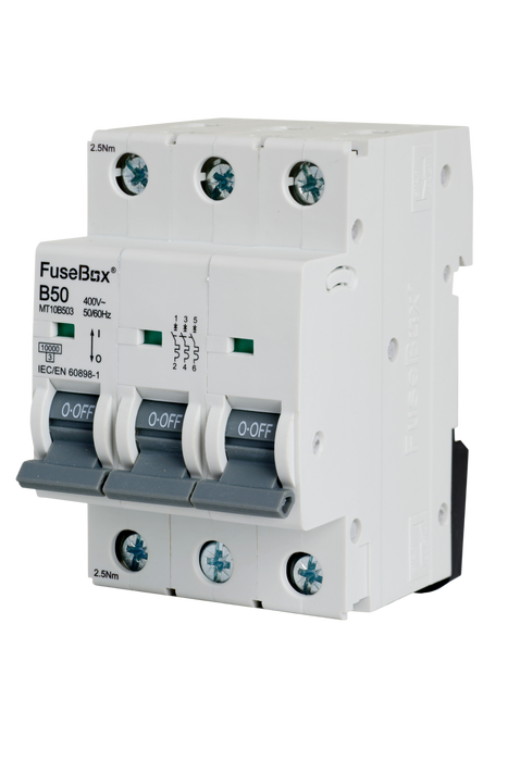FuseBox MT10B503 50A 3P B Curve 10kA MCB - westbasedirect.com