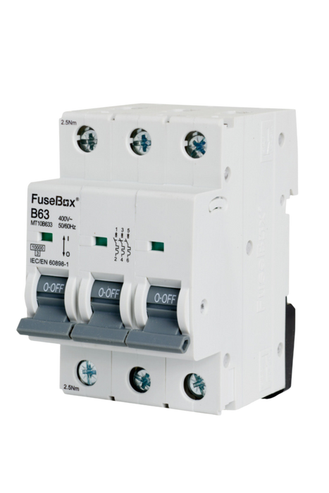 FuseBox MT10B633 63A 3P B Curve 10kA MCB - westbasedirect.com