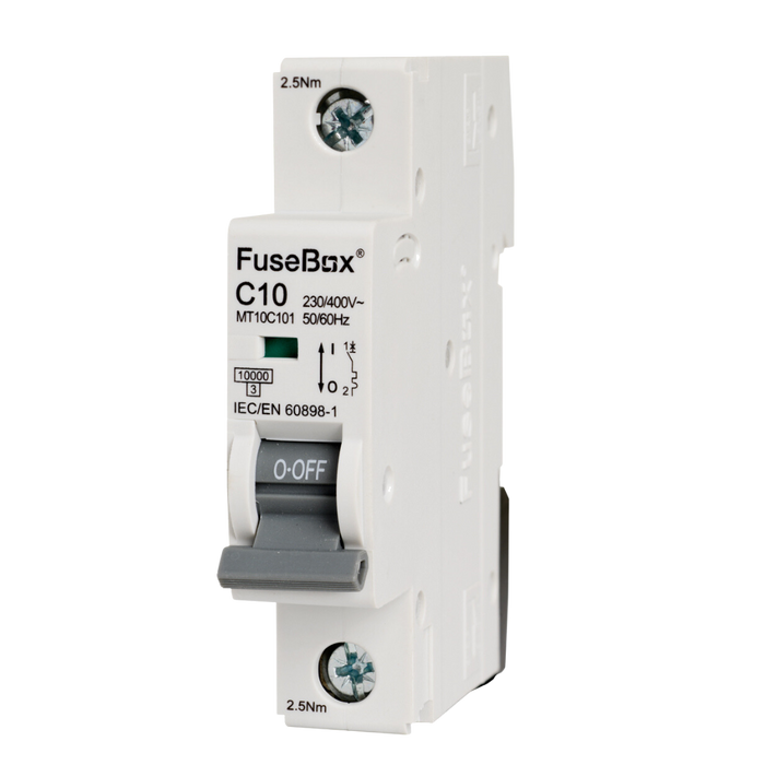 FuseBox MT10C101 10A 1P C Curve 10kA MCB - westbasedirect.com