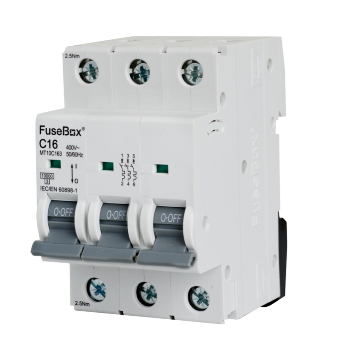 FuseBox MT10C163 16A 3P C Curve 10kA MCB - westbasedirect.com