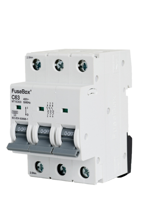 FuseBox MT10C633 63A 3P C Curve 10kA MCB - westbasedirect.com