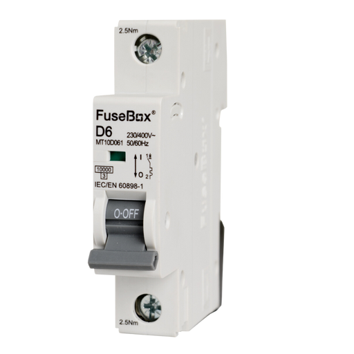 FuseBox MT10D061 6A 1P D Curve 10kA MCB - westbasedirect.com