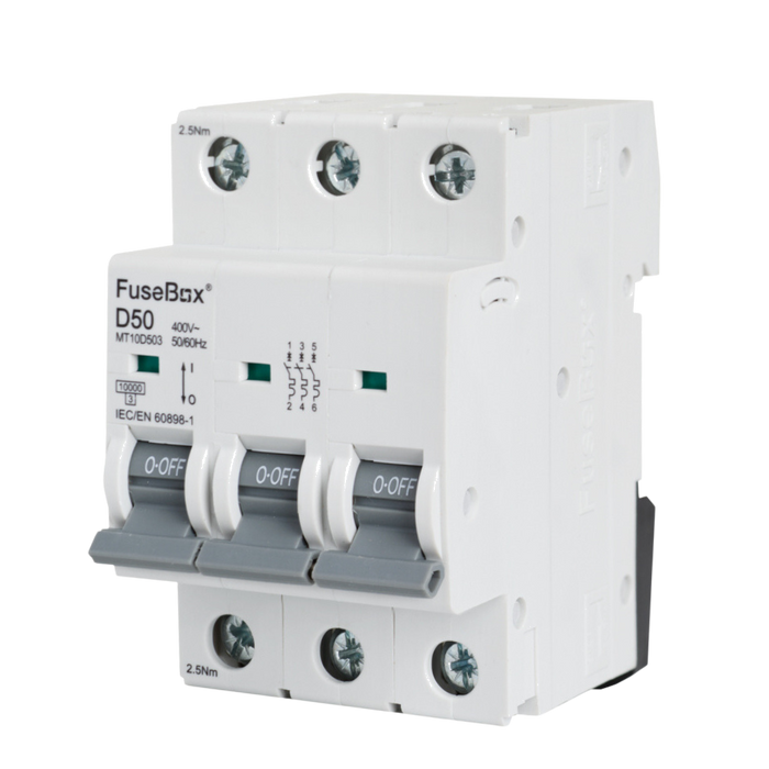 FuseBox MT10D503 50A 3P D Curve 10kA MCB - westbasedirect.com