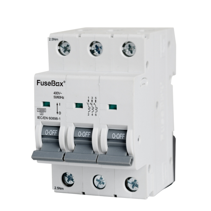 FuseBox MT10D633 63A 3P D Curve 10kA MCB - westbasedirect.com