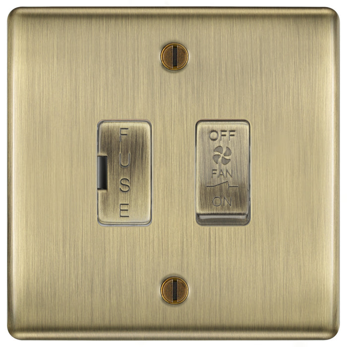 BG NAB15F Flatplate Screwless Triple Pole Fused Fan Isolator Switch 10A - Antique Brass - westbasedirect.com
