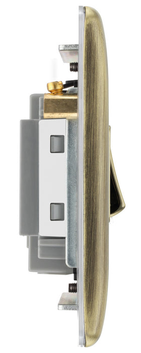 BG NAB15F Flatplate Screwless Triple Pole Fused Fan Isolator Switch 10A - Antique Brass - westbasedirect.com